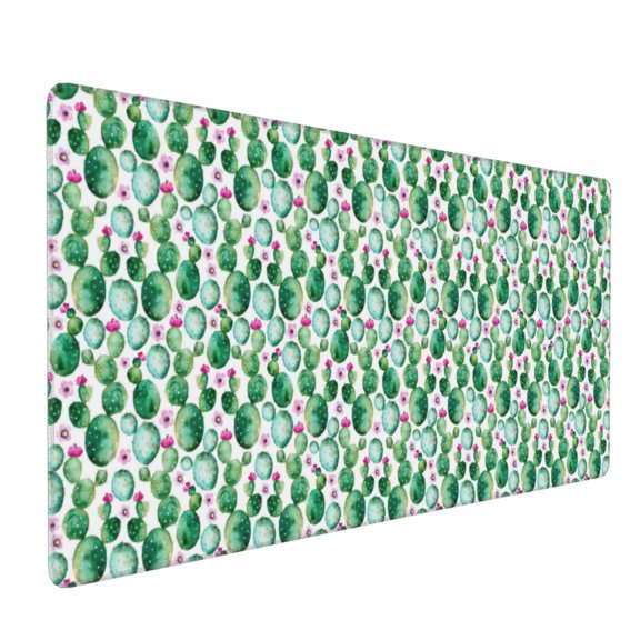 Hirioo Cactus Plants for Mouse Pad ,Anti-Slip Base, Durable Stitched Edges, Perfect for Gaming, Office, and Home Use,16x35.5in