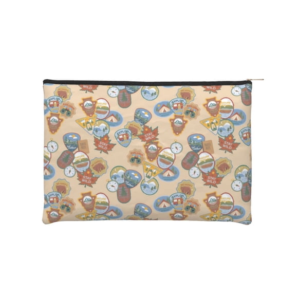 Hirioo Camp Badge for Paper Reusable Cosmetic Bag Zipper Encouragement Travel Pouch Toiletry Bag for Women Girls