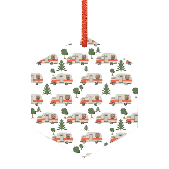 Hirioo Camp Van for Acrylic Christmas Pendant Hanging Christmas Tree Ornaments, Car, Home, Office Gift Decor-Hexagon