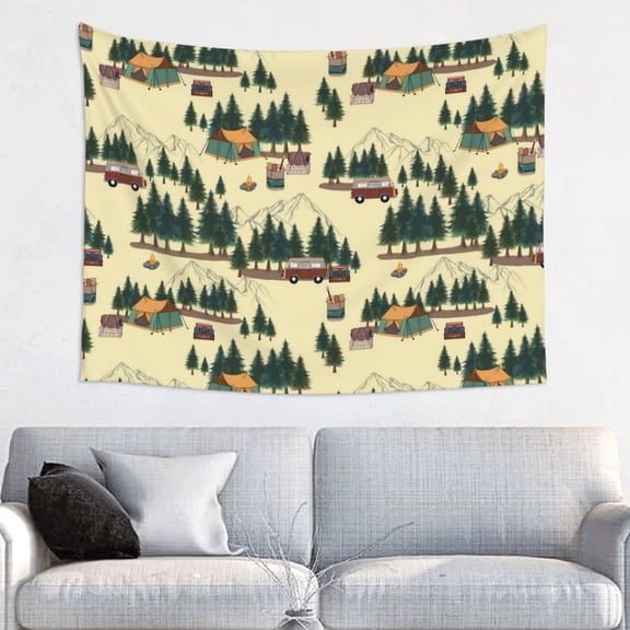 Hirioo Camping Caravan 1 Print Tapestry Lightweight Fabric for Bedroom Aesthetic Home Wall Dorm Décor Living Room Decor 29x37 Inch