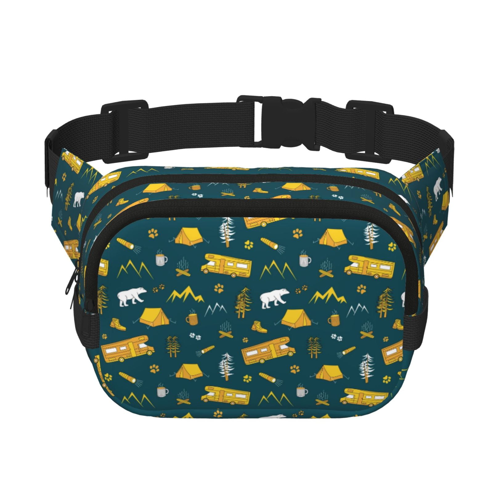 Hirioo Camping for Double Layer Waist Bag Adjustable Fanny Pack For Travel Running Hiking
