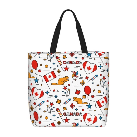 Hirioo Canada Day for Tote Bag for Women, Quilted Shoulder Bag with Zipper, Large Capacity Handbags for Casual, Travel, Work