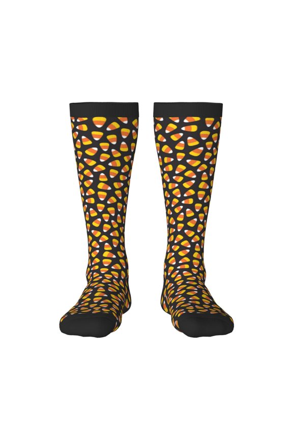 Candy Corn for Adult Stockings Breathable Sock Non-Pilling,Contrasting Color Design