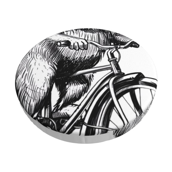 Hirioo Capybara Riding Bicycle for Round Bar Stool Seat Covers Washable Stool Cushion Slipcover Elastic Bar Chair Covers for 12-14 Inch Chair-12 inch