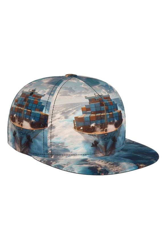 Cargo Ship At Sea for Baseball Cap Men Cap Flat Brim for Men Women Teens Adjustable Baseball Cap