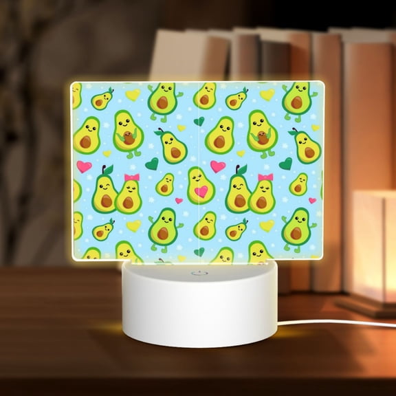 Hirioo Cartoon Avocado for Rectangular Acrylic with Night Light Best Gifts for Lover Girl Mom, Valentine's Day Anniversary Birthday Wedding Present