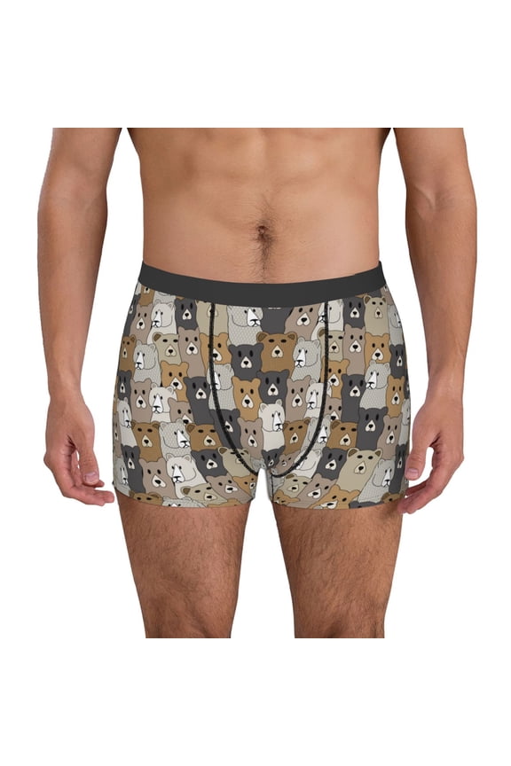 Cartoon Bear for Men's Boxer Briefs Men Cotton Underwear Boxer Briefs Panties-XX-Large