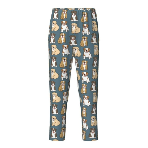 Hirioo Cartoon Bulldog 1 for Teenagers' Pajama Pants Womens Lounge Pants with Pockets Pj Bottoms Pants for Men-Large