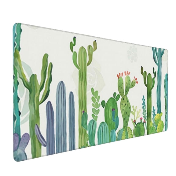 Hirioo Cartoon Cactus for Mouse Pad ,Anti-Slip Base, Durable Stitched Edges, Perfect for Gaming, Office, and Home Use,16x35.5in