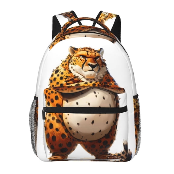 Hirioo Cartoon Cheetah With Attitude Print Laptop Backpack Lightweight Casual Travel Daypack for College Workplace Travel
