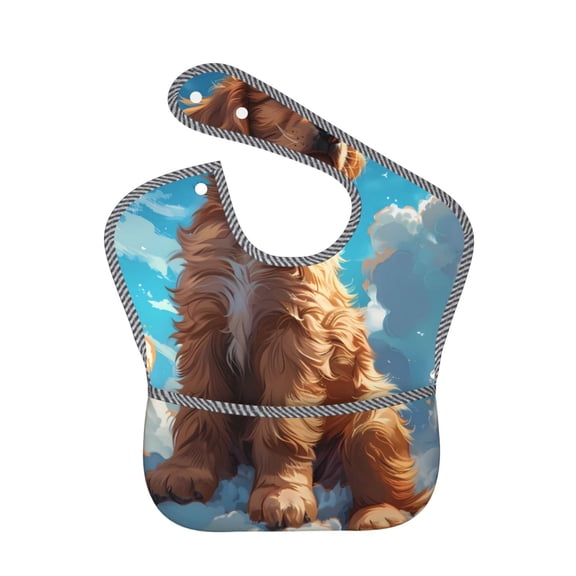 Hirioo Cartoon Cloud Puppy for Baby Waterproof Pocket Bib Adjustable Closed for Babies Toddlers with Large Pocket 6-24Months