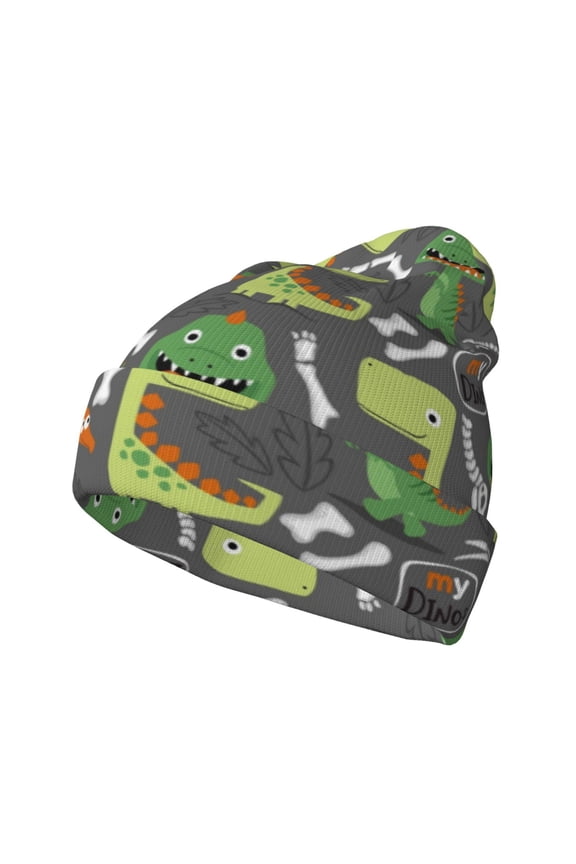 Cartoon Dinosaurs (2) for Men's Knit Cuffed Beanie for Outdoor Activities Unisex