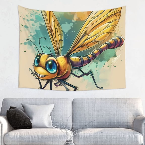 Hirioo Cartoon Dragonfly Art Print Tapestry Lightweight Fabric for Bedroom Aesthetic Home Wall Dorm Dcor Living Room Decor 29x37 Inch