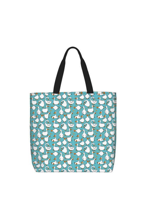 Cartoon Funny Goose for Tote Bag for Women, Quilted Shoulder Bag with Zipper, Large Capacity Handbags for Casual, Travel, Work