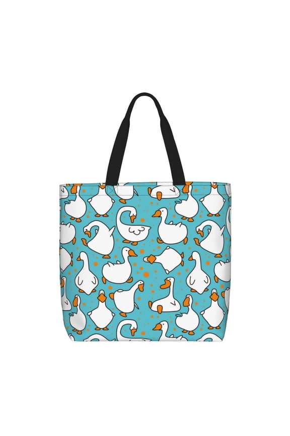Cartoon Funny Goose for Tote Bag for Women, Quilted Shoulder Bag with Zipper, Large Capacity Handbags for Casual, Travel, Work