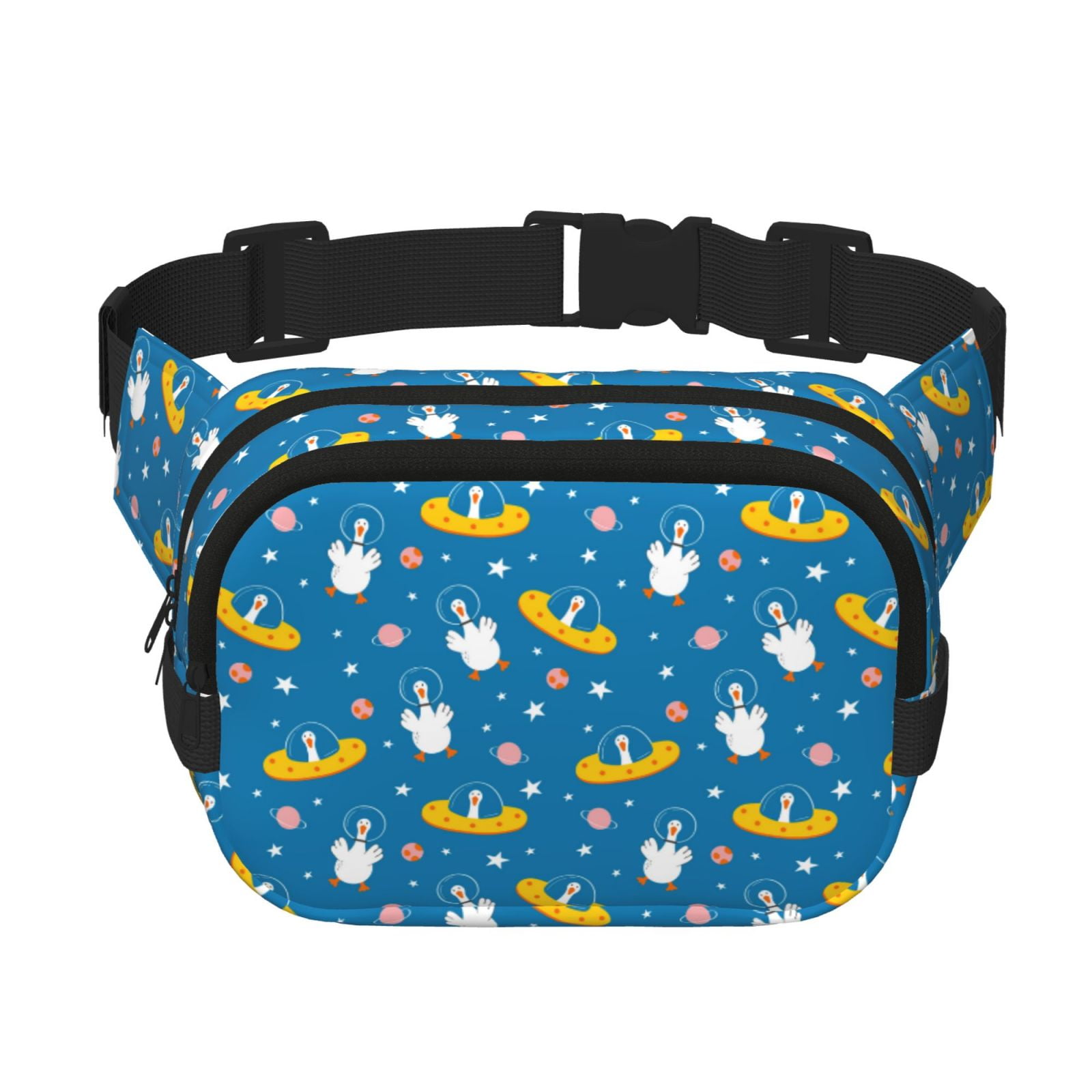 Hirioo Cartoon Goose for Double Layer Waist Bag Adjustable Fanny Pack For Travel Running Hiking