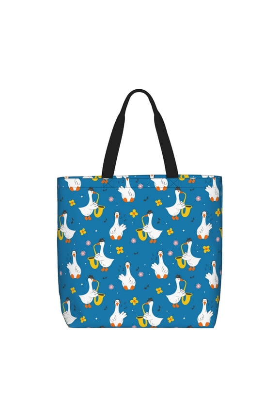 Cartoon Goose for Tote Bag for Women, Quilted Shoulder Bag with Zipper, Large Capacity Handbags for Casual, Travel, Work