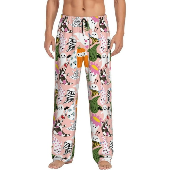 Hirioo Cartoon Halloween for Men's PJ Pajama Pants Sleep Pants Men's Home Trousers with Pockets,S-3XL-Small
