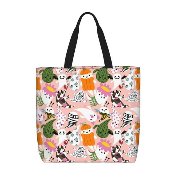 Hirioo Cartoon Halloween for Tote Bag for Women, Quilted Shoulder Bag with Zipper, Large Capacity Handbags for Casual, Travel, Work
