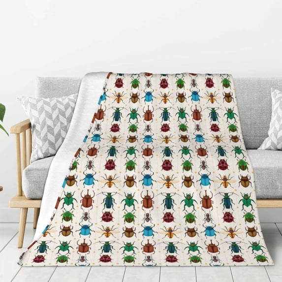 Hirioo Cartoon Insects for Flannel Blanket, Cozy and Warm Throw for Bed or Couch ,Perfect for All Seasons-50"x40"