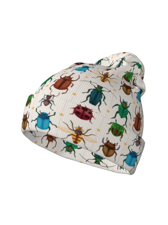 Cartoon Insects for Men's Knit Cuffed Beanie for Outdoor Activities Unisex