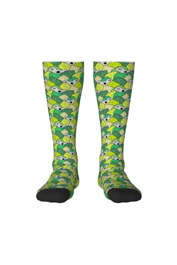 Cartoon Koala Bear and Leaf for Adult Stockings Breathable Sock Non-Pilling,Contrasting Color Design