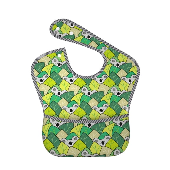 Hirioo Cartoon Koala Bear and Leaf for Baby Waterproof Pocket Bib Adjustable Closed for Babies Toddlers with Large Pocket 6-24Months