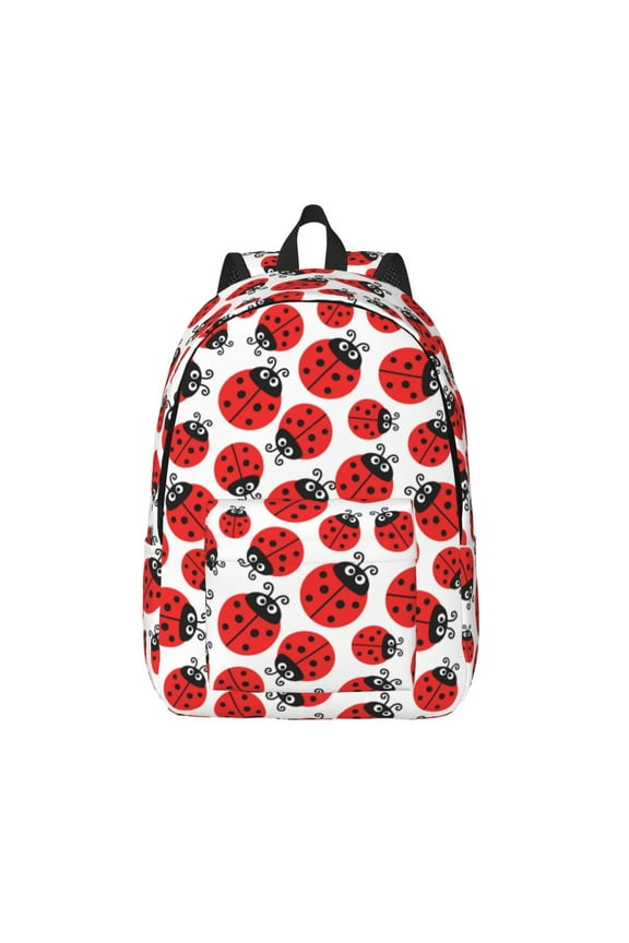 Cartoon Ladybug Canvas Backpack, Durable Travel Backpack with Multiple Compartments,Large Capacity, Backpack for School, Hiking, Work