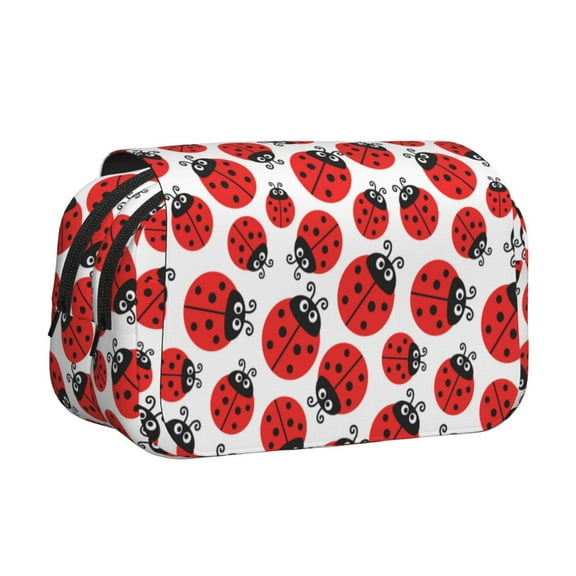 Hirioo Cartoon Ladybug for Large Grid Mesh Pencil Case with Zipper Stationery Organizer Case