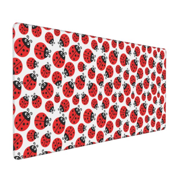 Hirioo Cartoon Ladybug for Mouse Pad ,Anti-Slip Base, Durable Stitched Edges, Perfect for Gaming, Office, and Home Use,16x35.5in