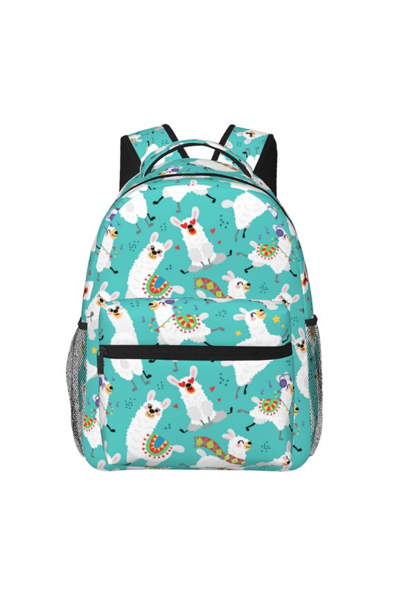 Cartoon Llamas Print Laptop Backpack Lightweight Casual Travel Daypack for College Workplace Travel