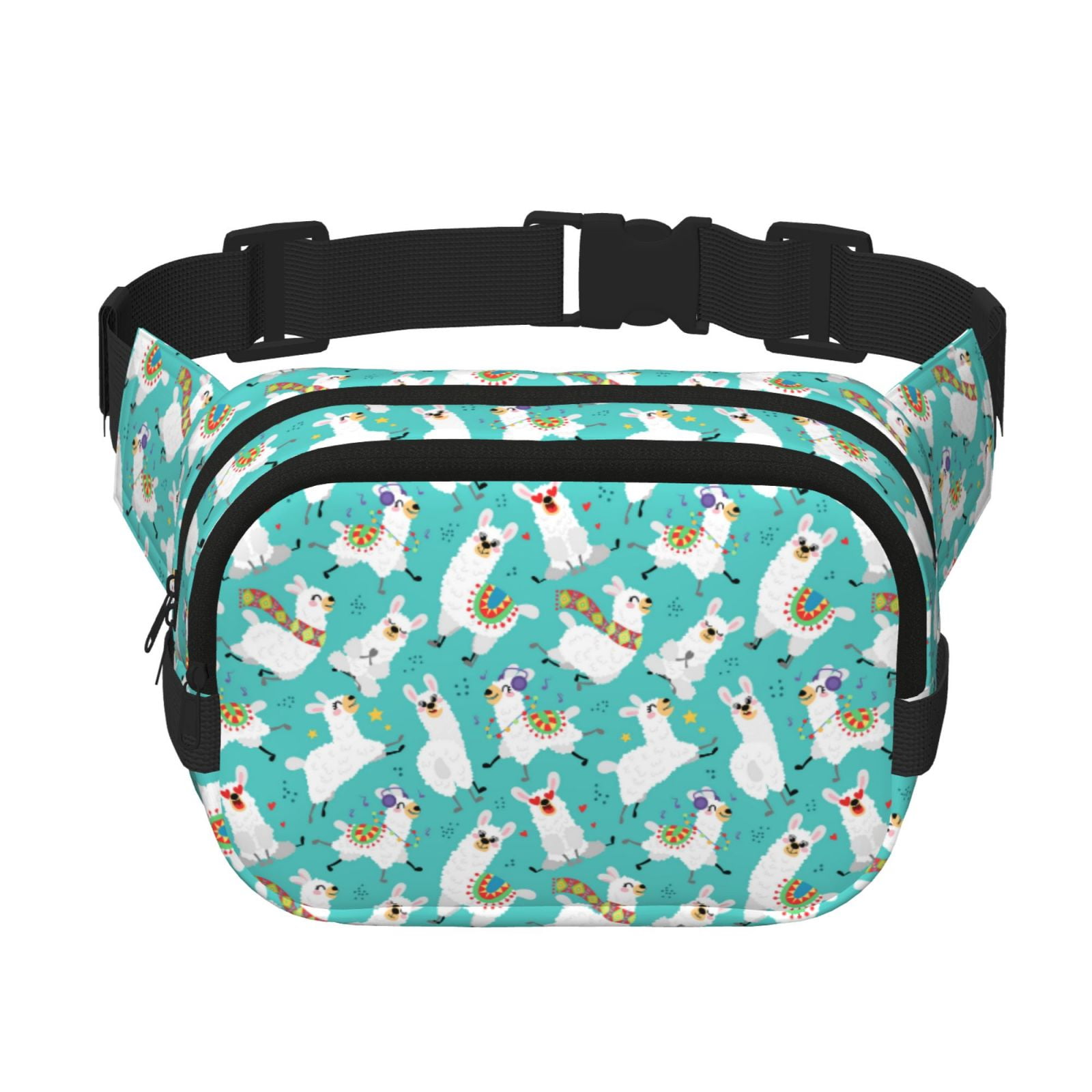 Hirioo Cartoon Llamas for Double Layer Waist Bag Adjustable Fanny Pack For Travel Running Hiking