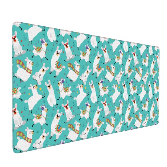 Hirioo Cartoon Llamas for Mouse Pad ,Anti-Slip Base, Durable Stitched Edges, Perfect for Gaming, Office, and Home Use,16x35.5in