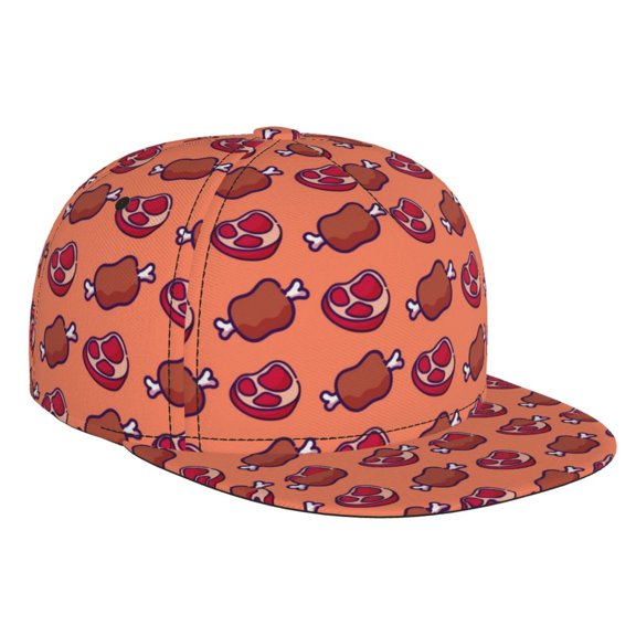 Hirioo Cartoon Meat for Baseball Cap Men Cap Flat Brim for Men Women Teens Adjustable Baseball Cap
