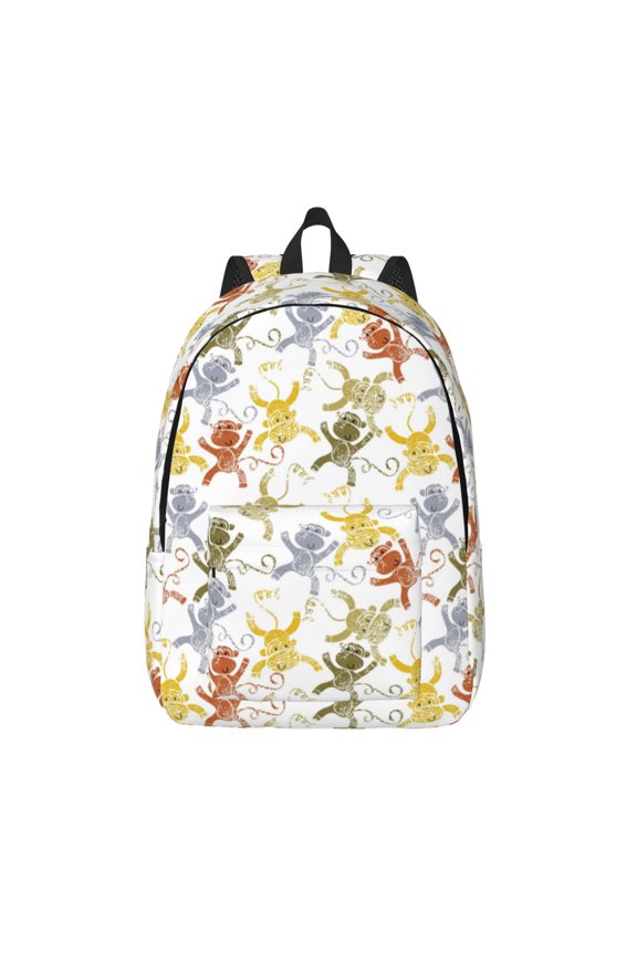 Cartoon Monkey Canvas Backpack, Durable Travel Backpack with Multiple Compartments,Large Capacity, Backpack for School, Hiking, Work
