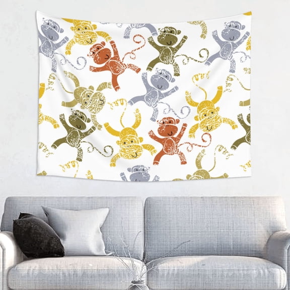 Hirioo Cartoon Monkey Print Tapestry Lightweight Fabric for Bedroom Aesthetic Home Wall Dorm Dcor Living Room Decor 29x37 Inch