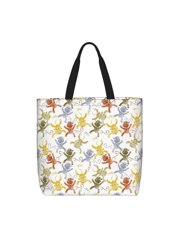 Cartoon Monkey for Tote Bag for Women, Quilted Shoulder Bag with Zipper, Large Capacity Handbags for Casual, Travel, Work