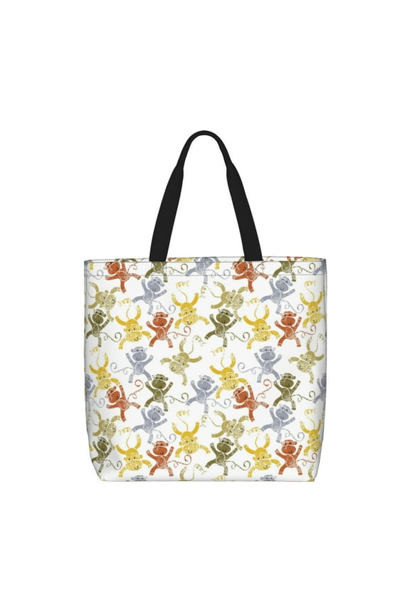 Cartoon Monkey for Tote Bag for Women, Quilted Shoulder Bag with Zipper, Large Capacity Handbags for Casual, Travel, Work