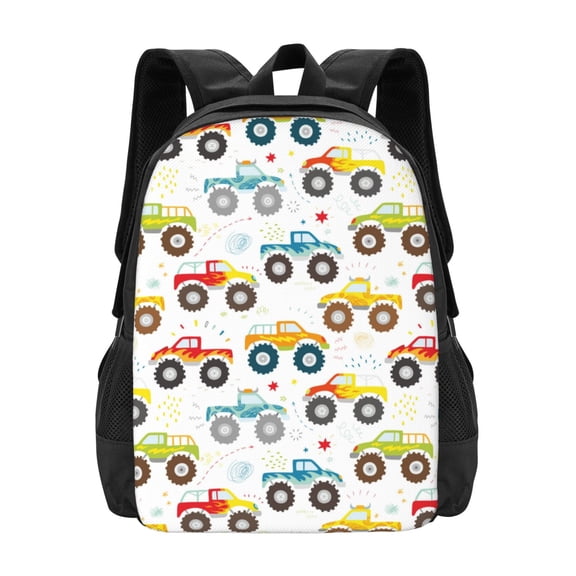 Hirioo Cartoon Monster Trucks for Minimalist Backpack Large Capacity Backpack Travel Backpack For School