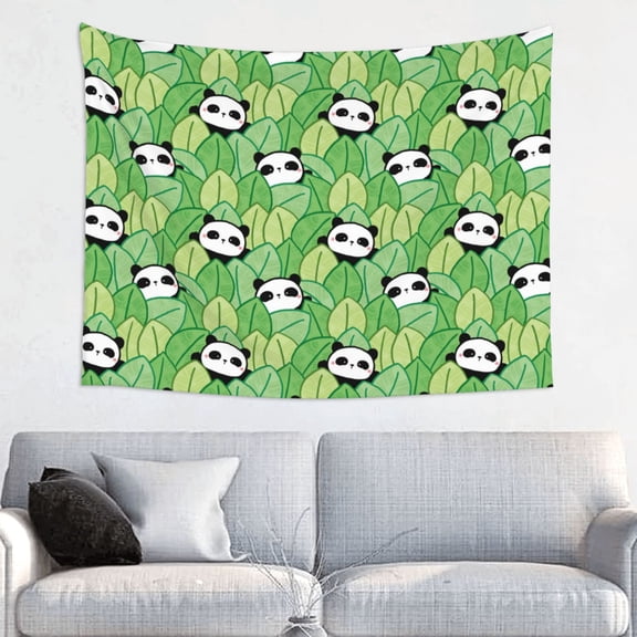 Hirioo Cartoon Panda And Leaf 1 Print Tapestry Lightweight Fabric for Bedroom Aesthetic Home Wall Dorm Dcor Living Room Decor 29x37 Inch