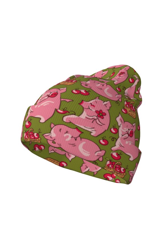 Cartoon Pigs for Men's Knit Cuffed Beanie for Outdoor Activities Unisex