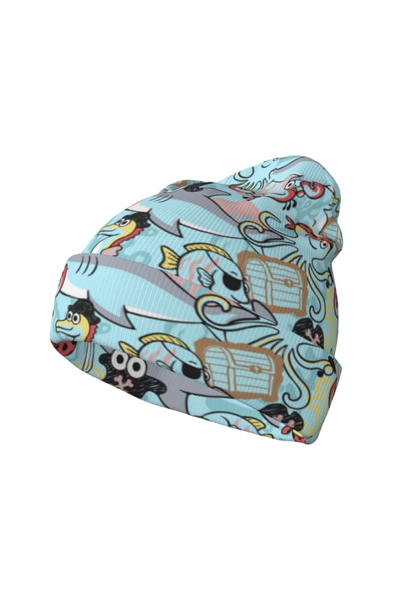 Cartoon Pirate for Men's Knit Cuffed Beanie for Outdoor Activities Unisex