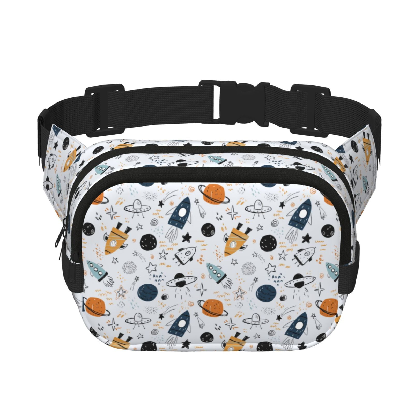 Hirioo Cartoon Planets for Double Layer Waist Bag Adjustable Fanny Pack For Travel Running Hiking