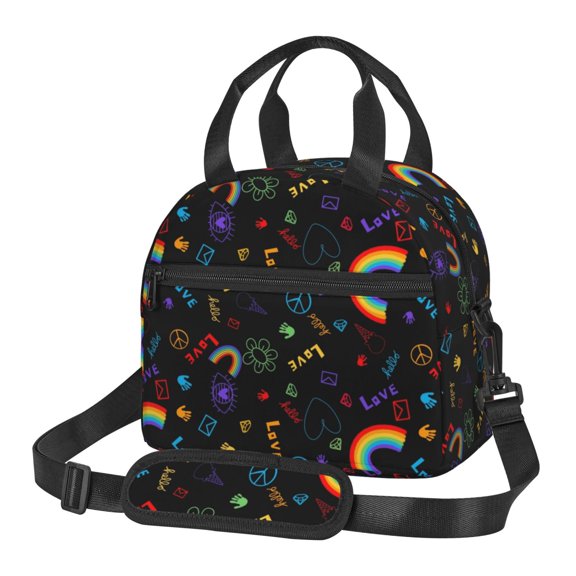Hirioo Cartoon Pride Lgbt for Crossbody Lunch Box for Women Men with Adjustable Shoulder Strap for School, Work and Travel