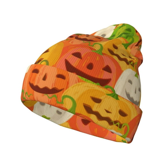 Hirioo Cartoon Pumpkins for Men's Knit Cuffed Beanie for Outdoor Activities Unisex