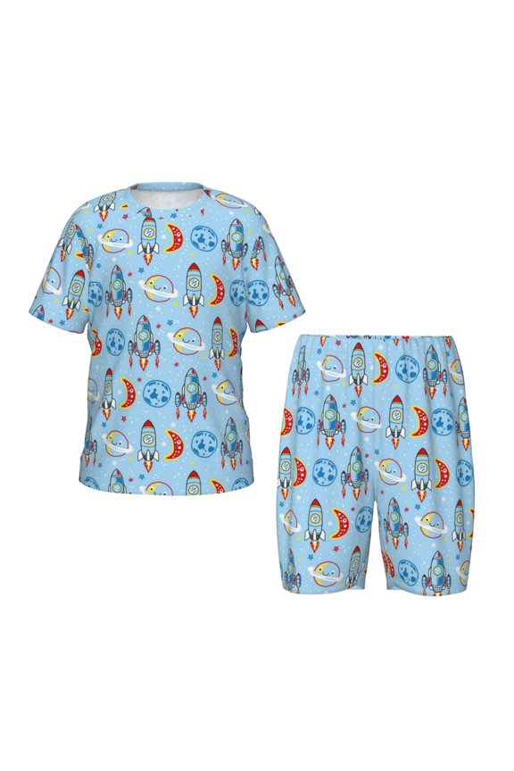 Cartoon Rocket With Space Hirioo-Large