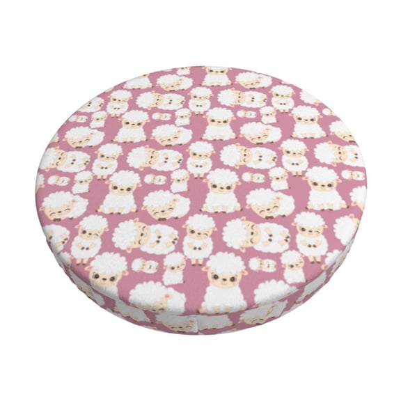 Hirioo Cartoon Sheep for Round Bar Stool Seat Covers Washable Stool Cushion Slipcover Elastic Bar Chair Covers for 12-14 Inch Chair-14 inch