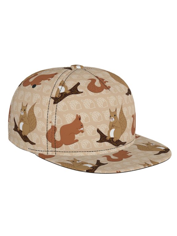 Cartoon Squirrel for Baseball Cap Men Cap Flat Brim for Men Women Teens Adjustable Baseball Cap