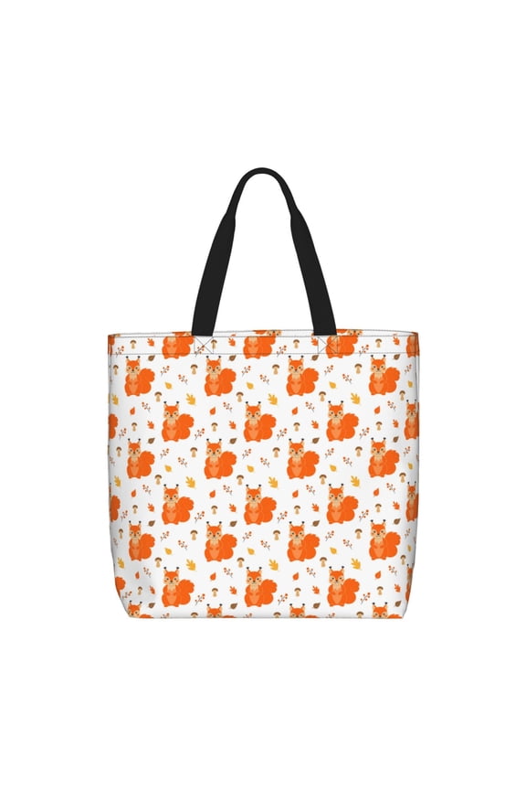 Cartoon Squirrel for Tote Bag for Women, Quilted Shoulder Bag with Zipper, Large Capacity Handbags for Casual, Travel, Work