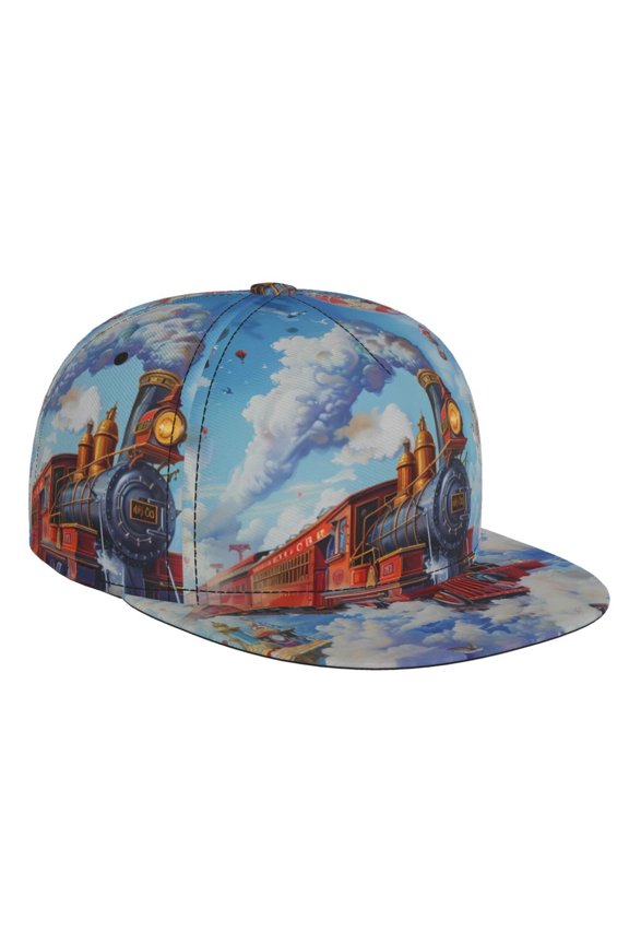 Cartoon Train Hot Air Balloon for Baseball Cap Men Cap Flat Brim for Men Women Teens Adjustable Baseball Cap